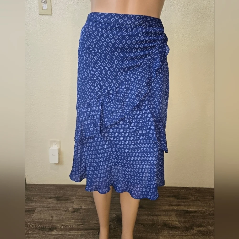 MICHAEL KORS WOMEN'S Blue  SWIRL LAYERED RUFFLE TIERED SKIRT  SIZE 12